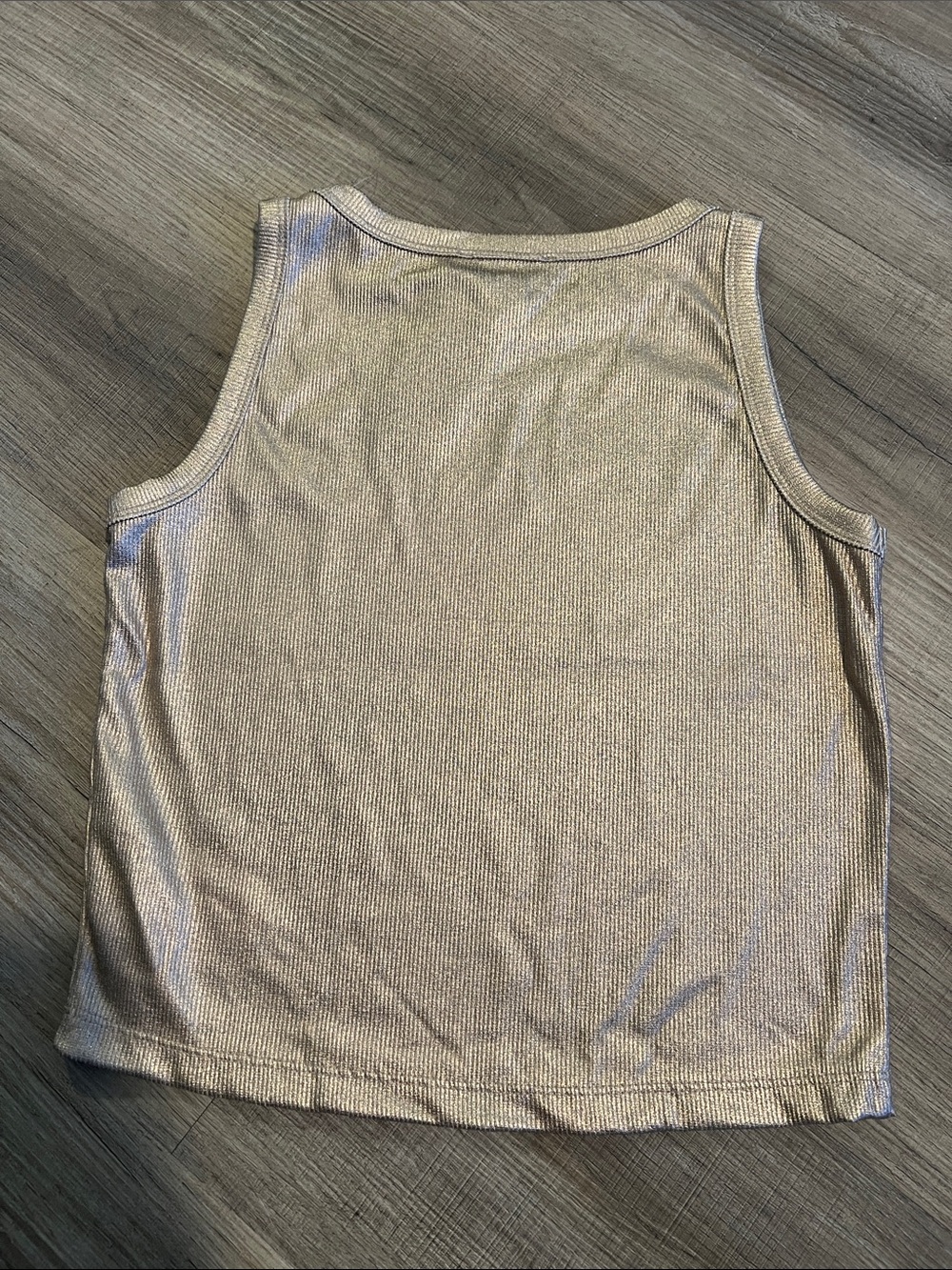 PRETTYLITTLETHING Metallic Gold Ribbed Tank - Picture 2 of 4